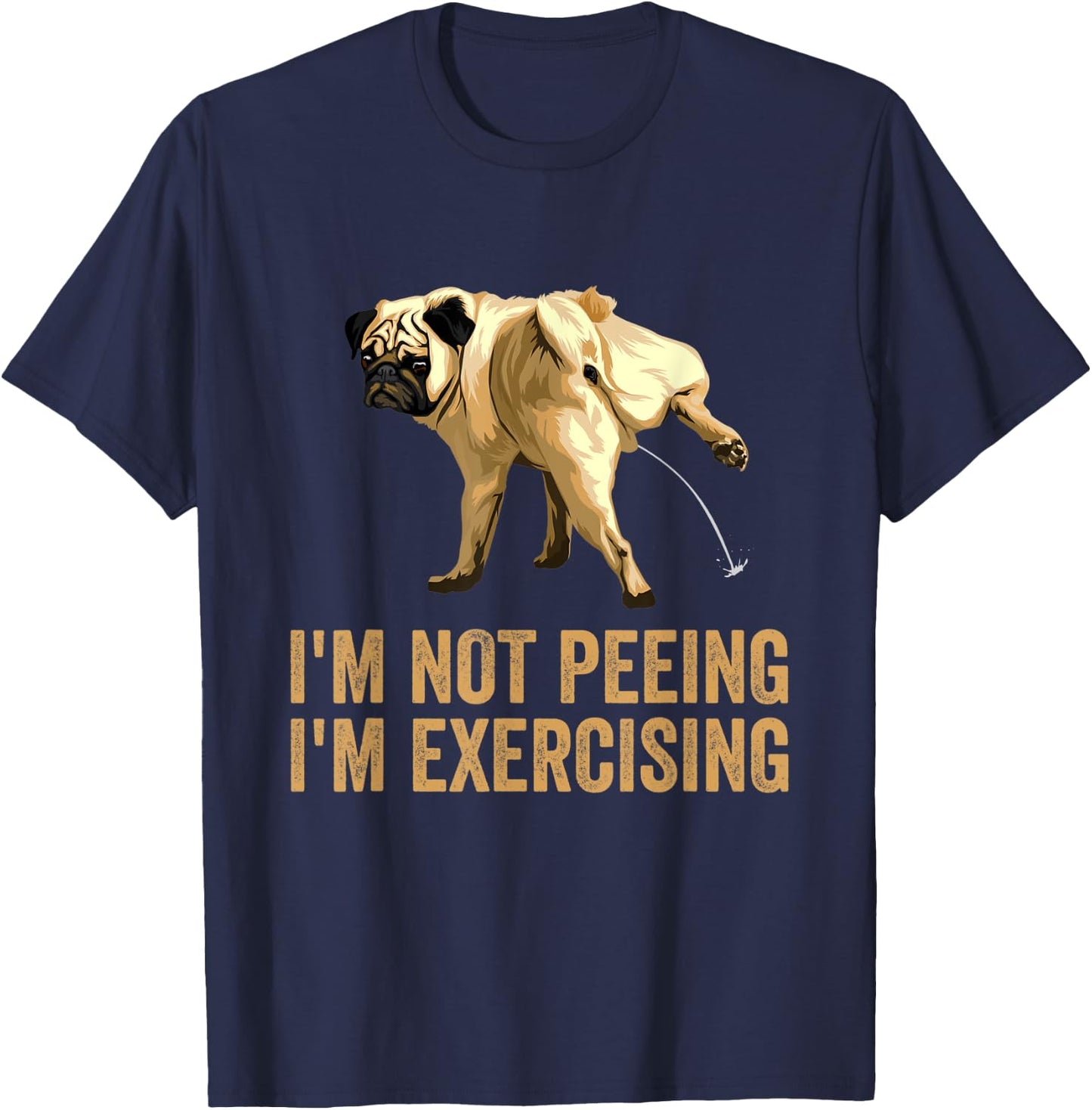 Peeing dog i'm not peeing, I'm exercising peeing dog statue Women Kids T-Shirt - T-Shirt | Navy