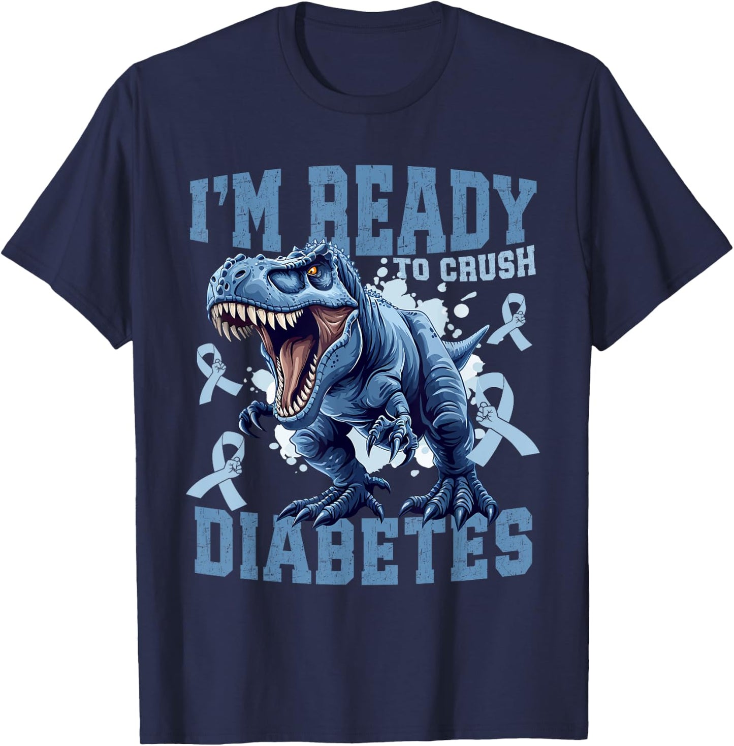 T1D Diabetes Awareness Kids T Rex T-Shirt - T-Shirt | Navy