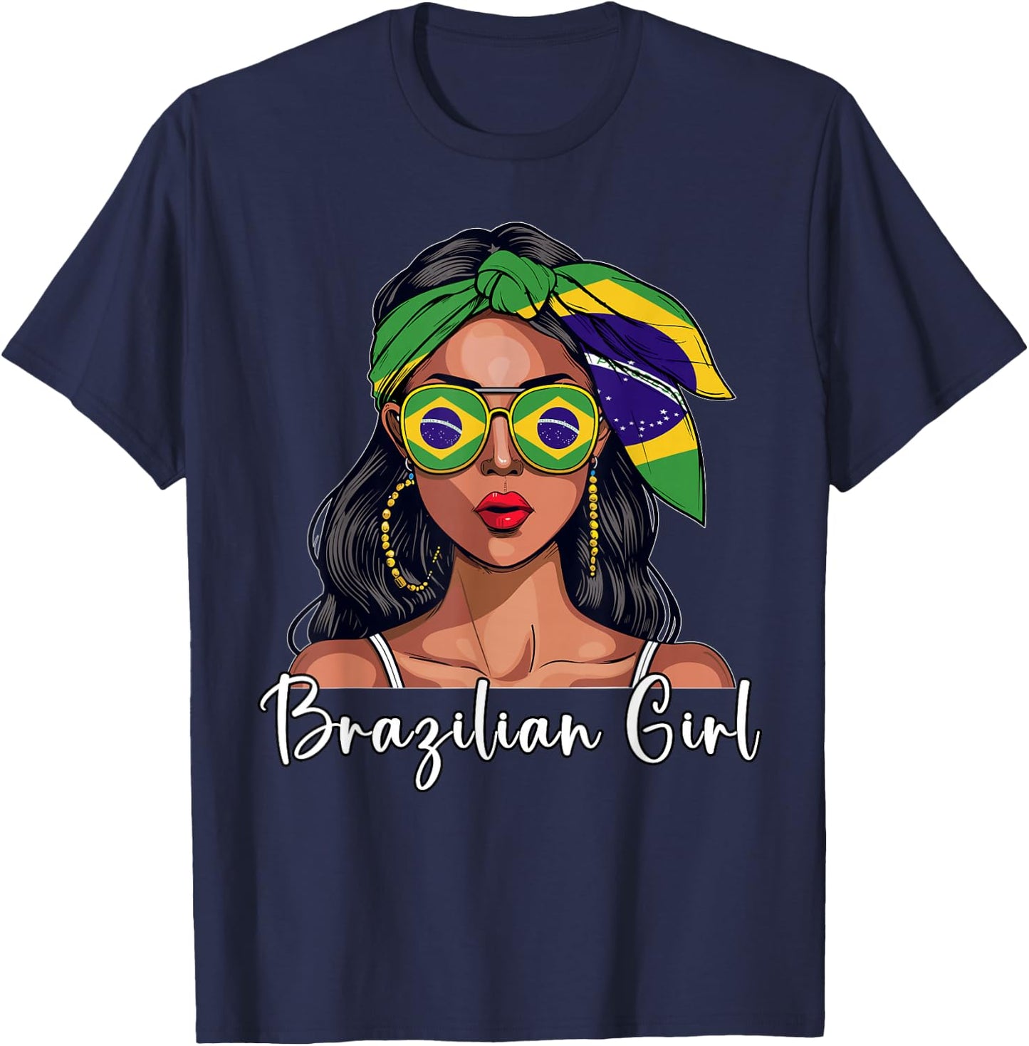 Brazilian Souvenirs Products Woman Flag Girl Brasil T-Shirt - T-Shirt | Navy
