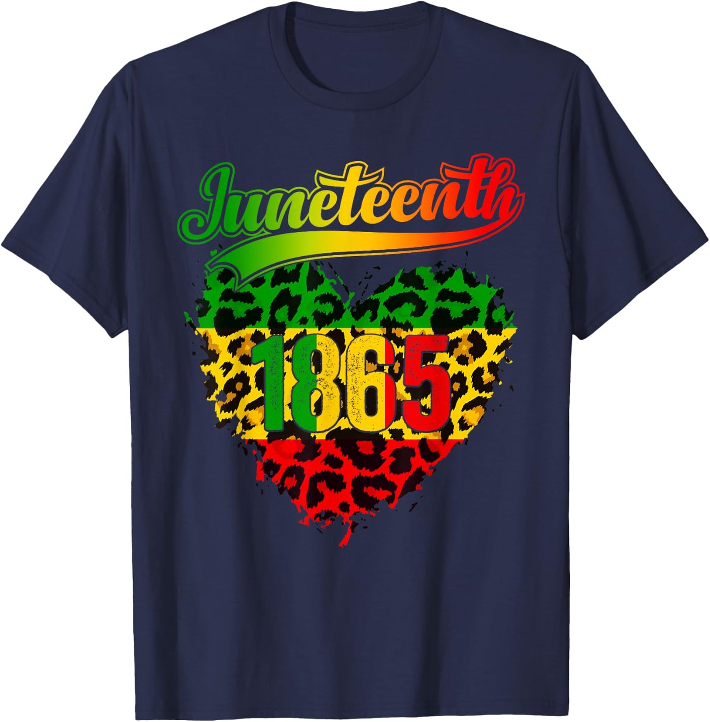 Celebrate African American Freedom Day Heart 1865 Juneteenth T-Shirt - T-Shirt | Navy