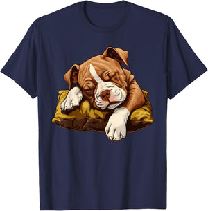 Sleeping American Staffordshire Terrier Puppy T-Shirt - T-Shirt | Navy