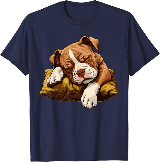 Sleeping American Staffordshire Terrier Puppy T-Shirt - T-Shirt | Navy