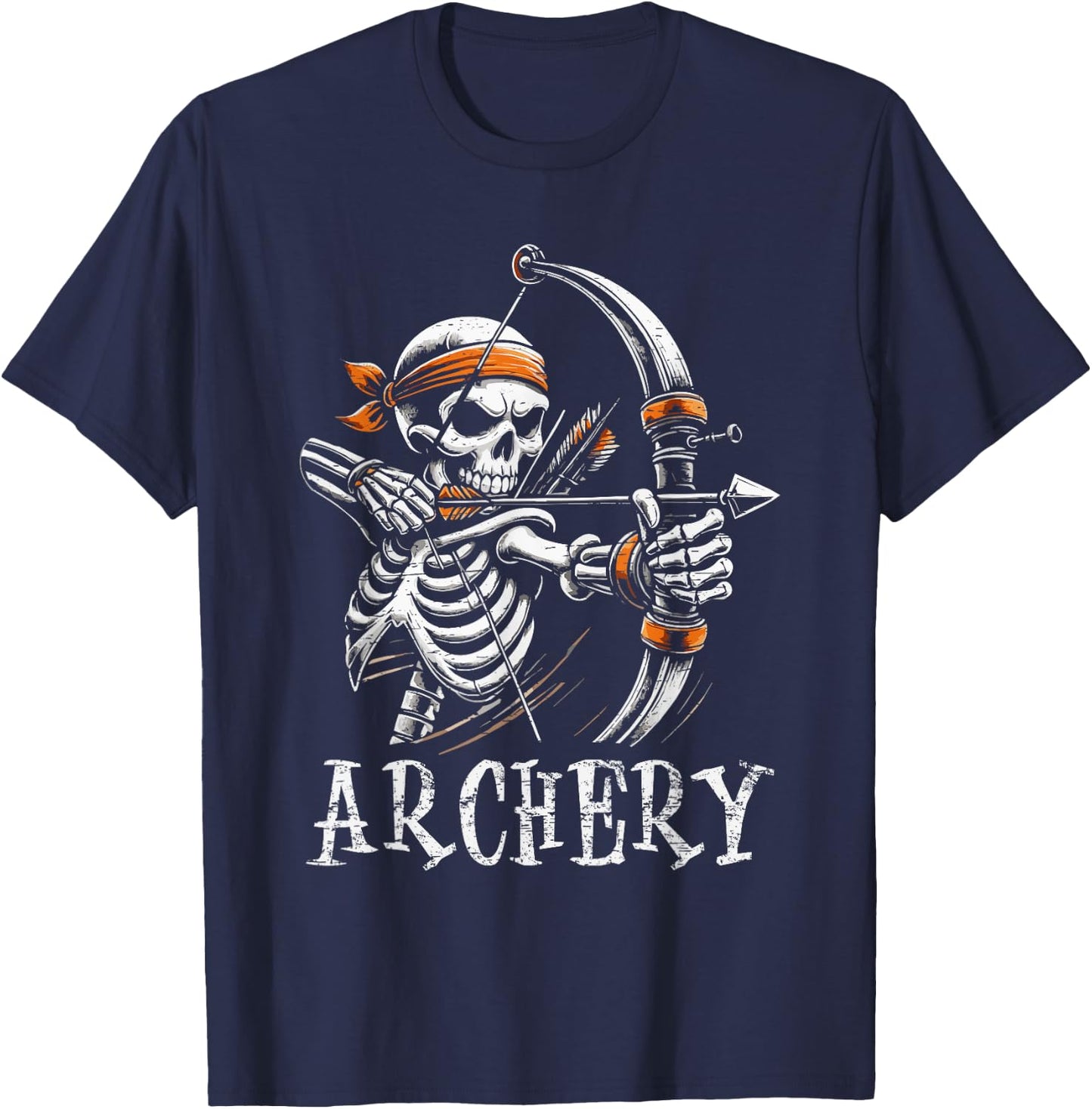 Archery Skeleton Skull Bow Arrow Archer T-Shirt - T-Shirt | Navy