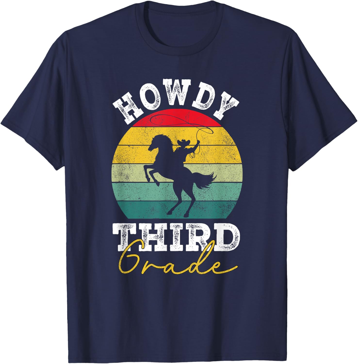 Howdy 3rd Grade Cowboy Western Back To School Third Grade T-Shirt - T-Shirt | Navy