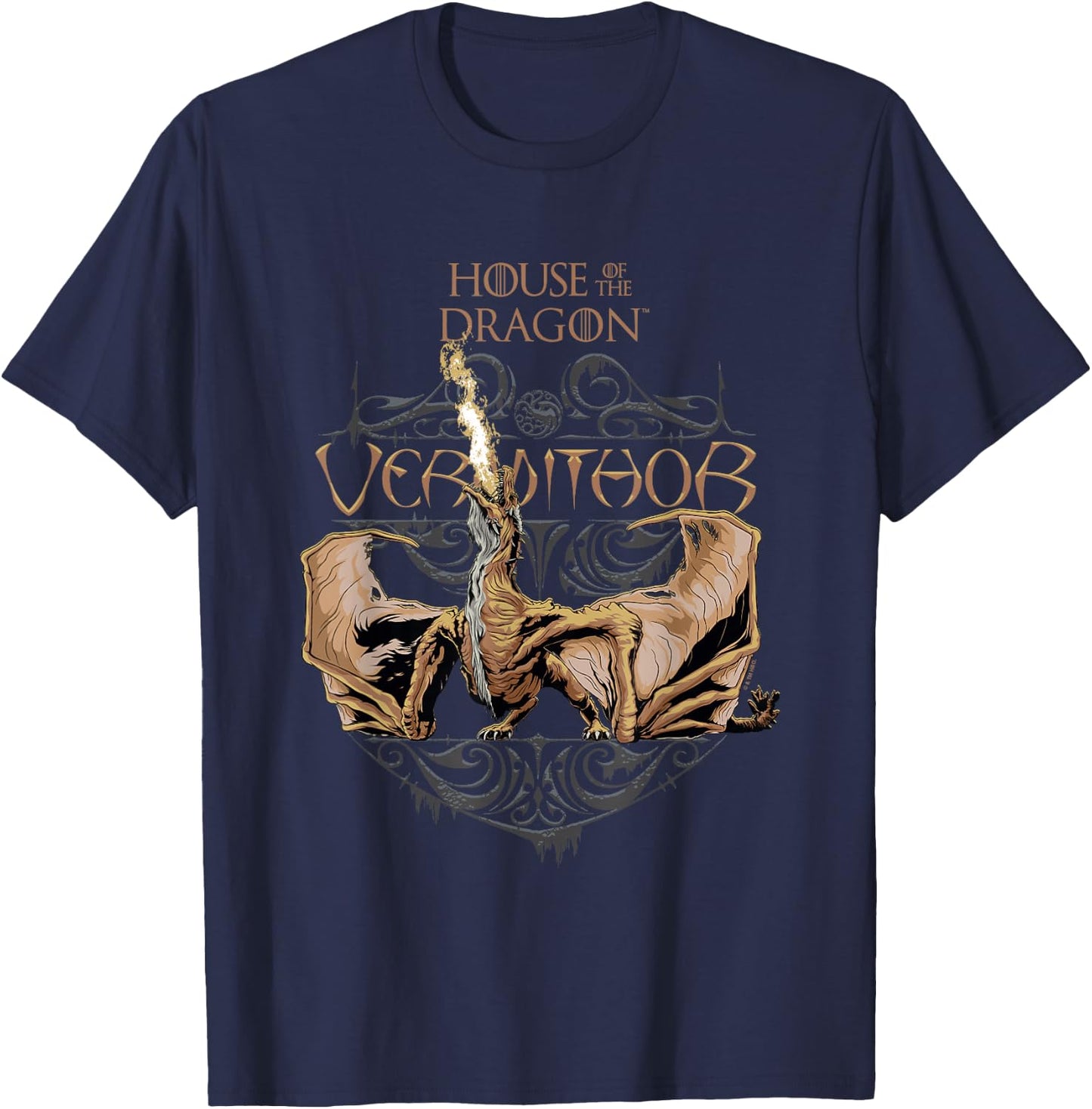 House of the Dragon Iconic Majestic Vermithor Chest Poster T-Shirt - T-Shirt | Navy
