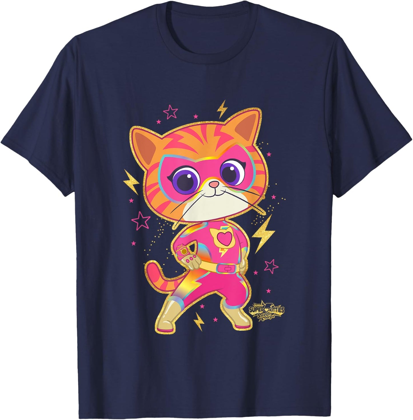 Disney SuperKitties: Su-Purr Charged Ginny Heroic Poster T-Shirt - T-Shirt | Navy