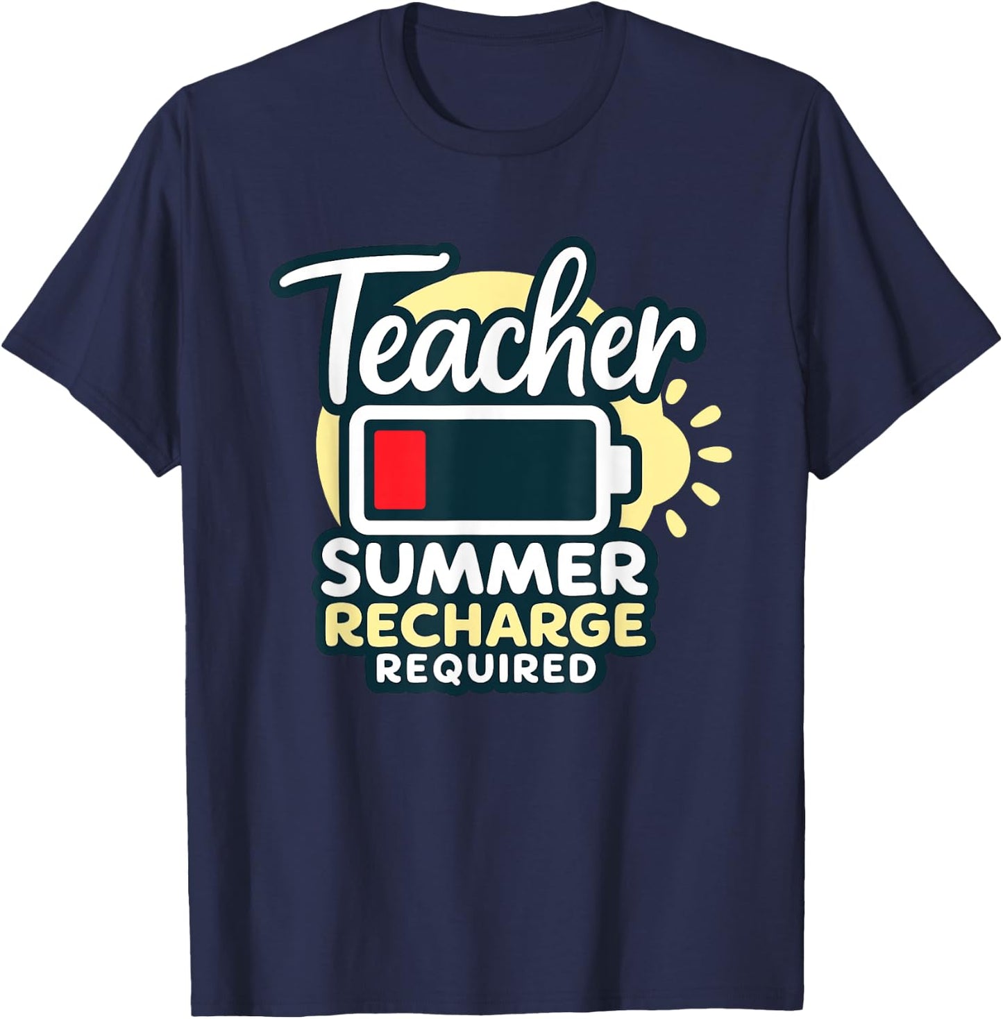 Teacher Summer Recharge Required Last day School Women Funny T-Shirt - T-Shirt | Navy
