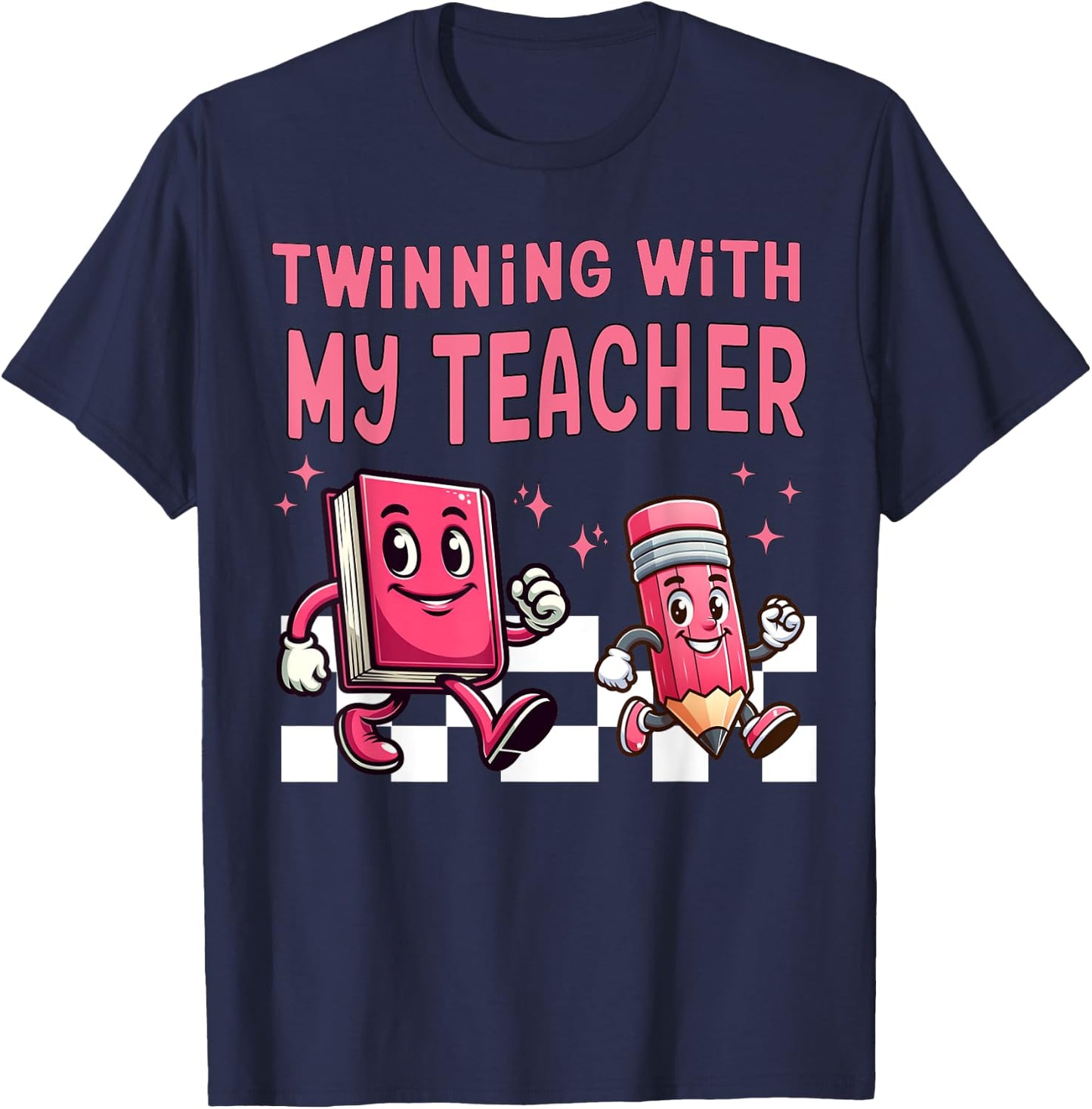Twinning With My Teacher Para Matching Paraprofessional 70s Men Women T-Shirt - T-Shirt | Navy