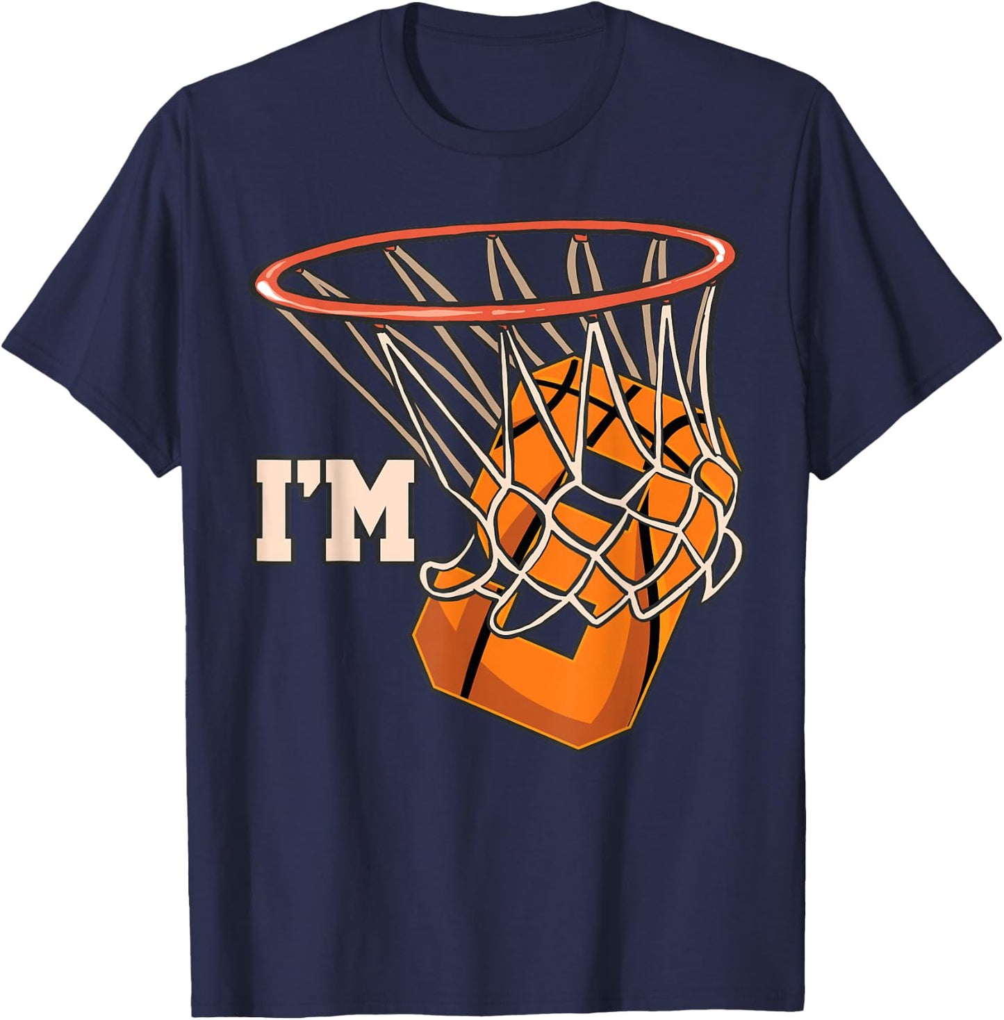 I'm 9 Basketball Theme Birthday Party Celebration 9th T-Shirt - T-Shirt | Navy