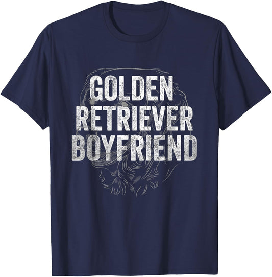 golden retriever boyfriend Men Women vintage T-Shirt - T-Shirt | Navy