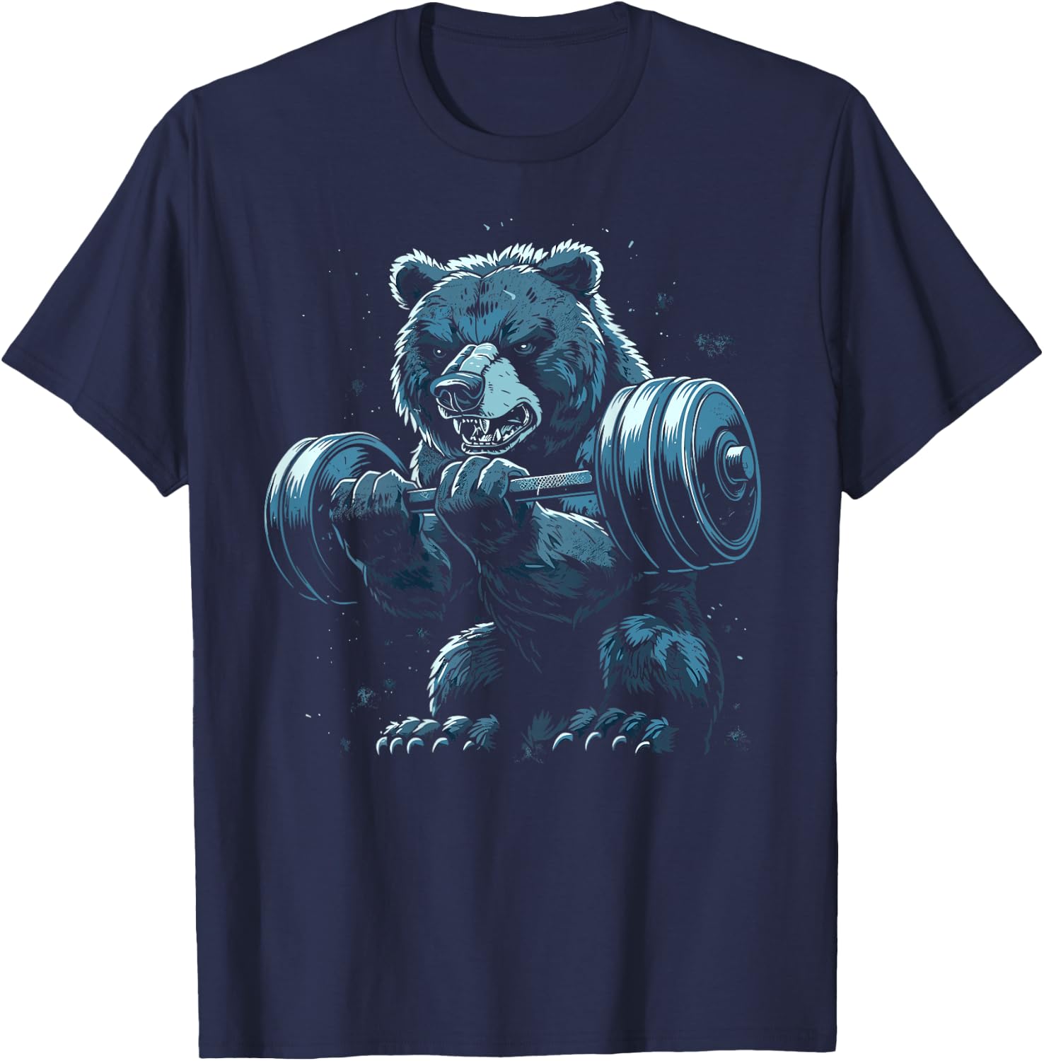 Bear Gym Fitness Back Printed T-Shirt - T-Shirt | Navy