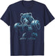Bear Gym Fitness Back Printed T-Shirt - T-Shirt | Navy