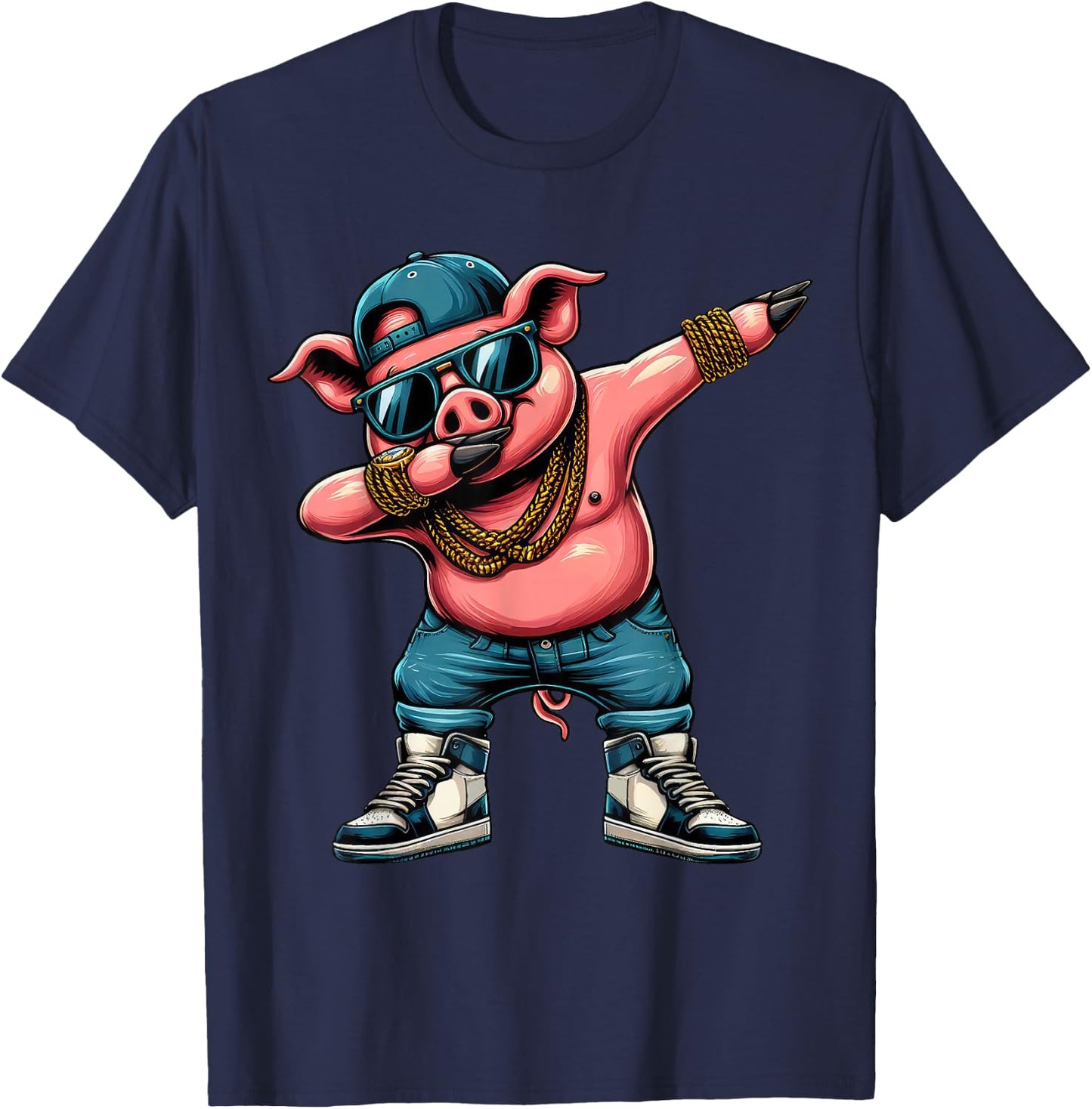 Dabbing Pig Funny Pig Dab Dance Boys Girls Kids T-Shirt - T-Shirt | Navy