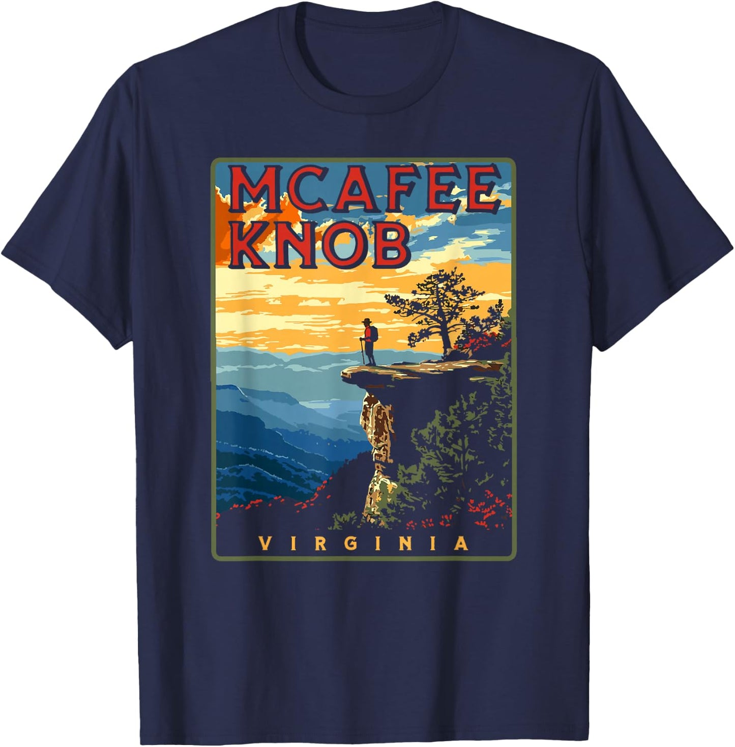 McAfee Knob Roanoke Virginia Appalachian Trail T-Shirt - T-Shirt | Navy