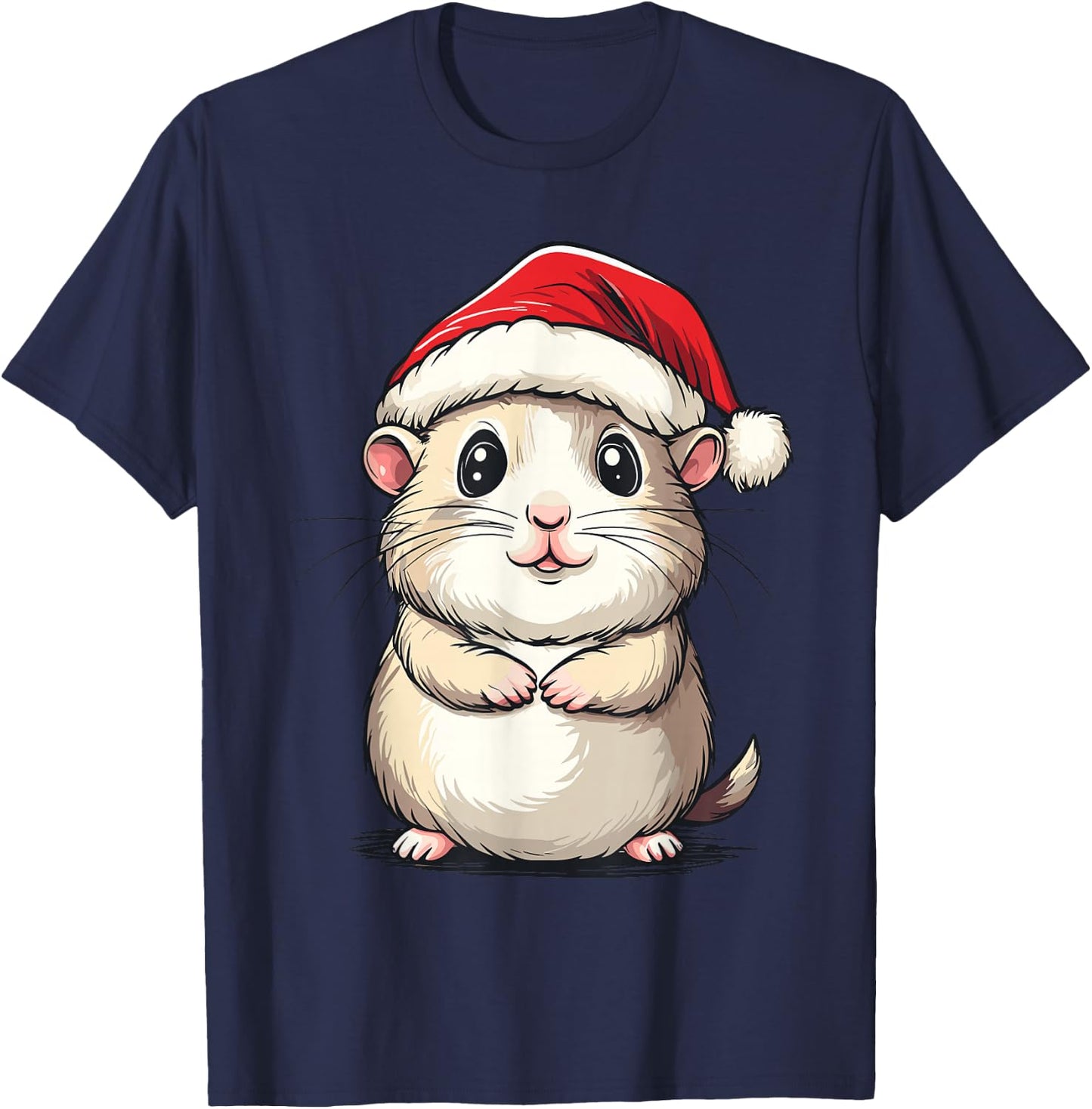 Hamster Santa Hat Pet Lover Boys Girls Kids Christmas Pajama T-Shirt - T-Shirt | Navy