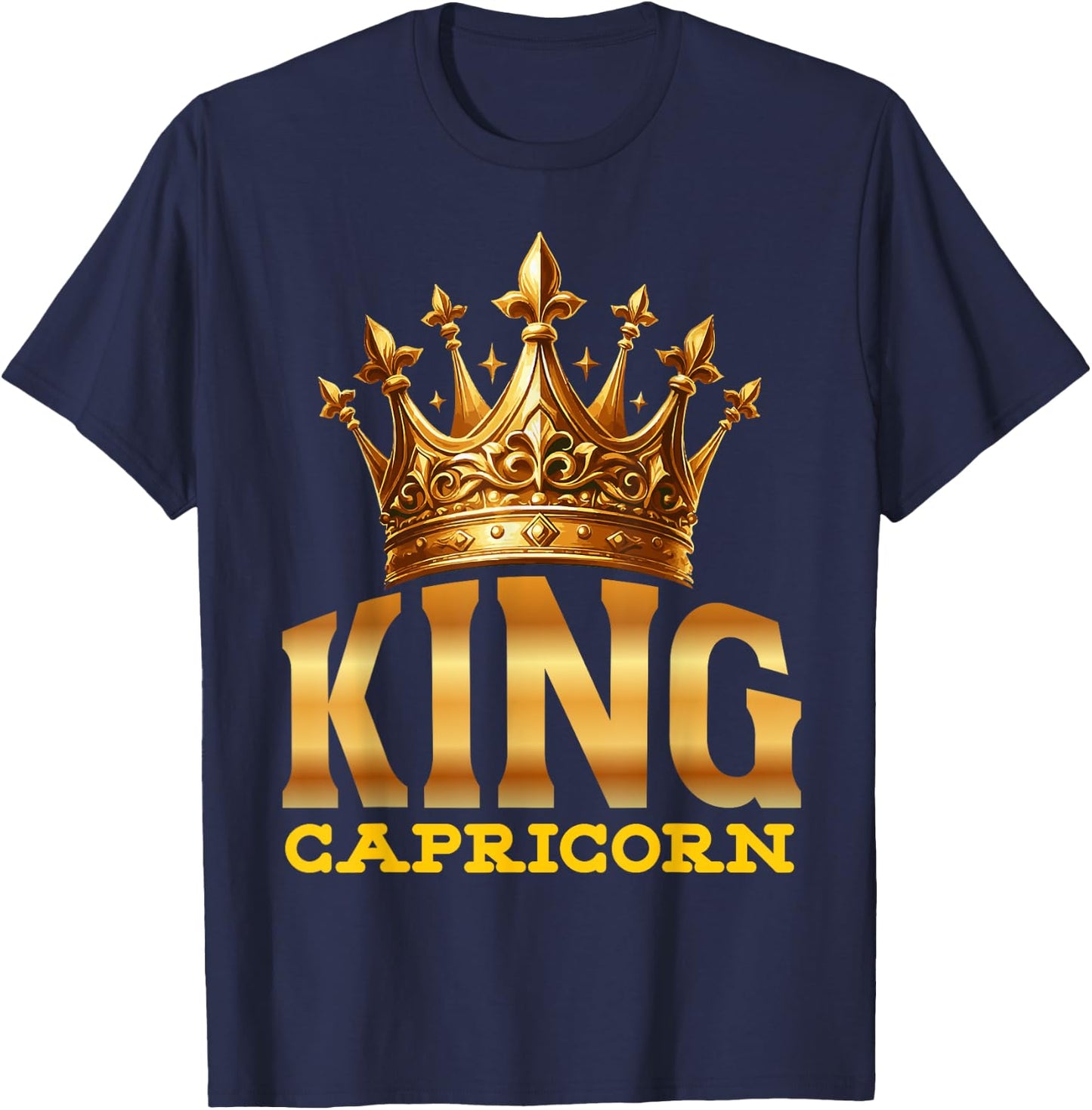 King Capricorn Goat Zodiac Sign Crown T-Shirt - T-Shirt | Navy
