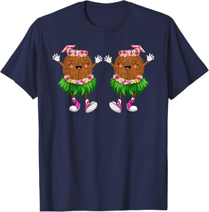 Funny Coconut Bra Hawaiian Tropical Beach Vibes Summer Girls T-Shirt - T-Shirt | Navy