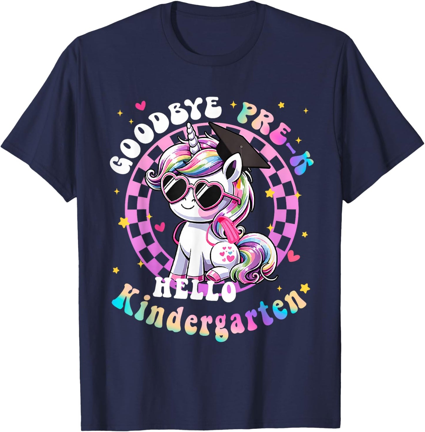 Goodbye Pre-K Hello Kindergarten Graduation Graduate Girls T-Shirt - T-Shirt | Navy