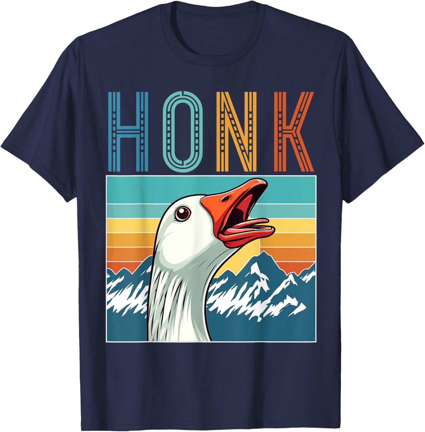 Funny Goose Honk Retro Vintage T-Shirt - T-Shirt | Navy