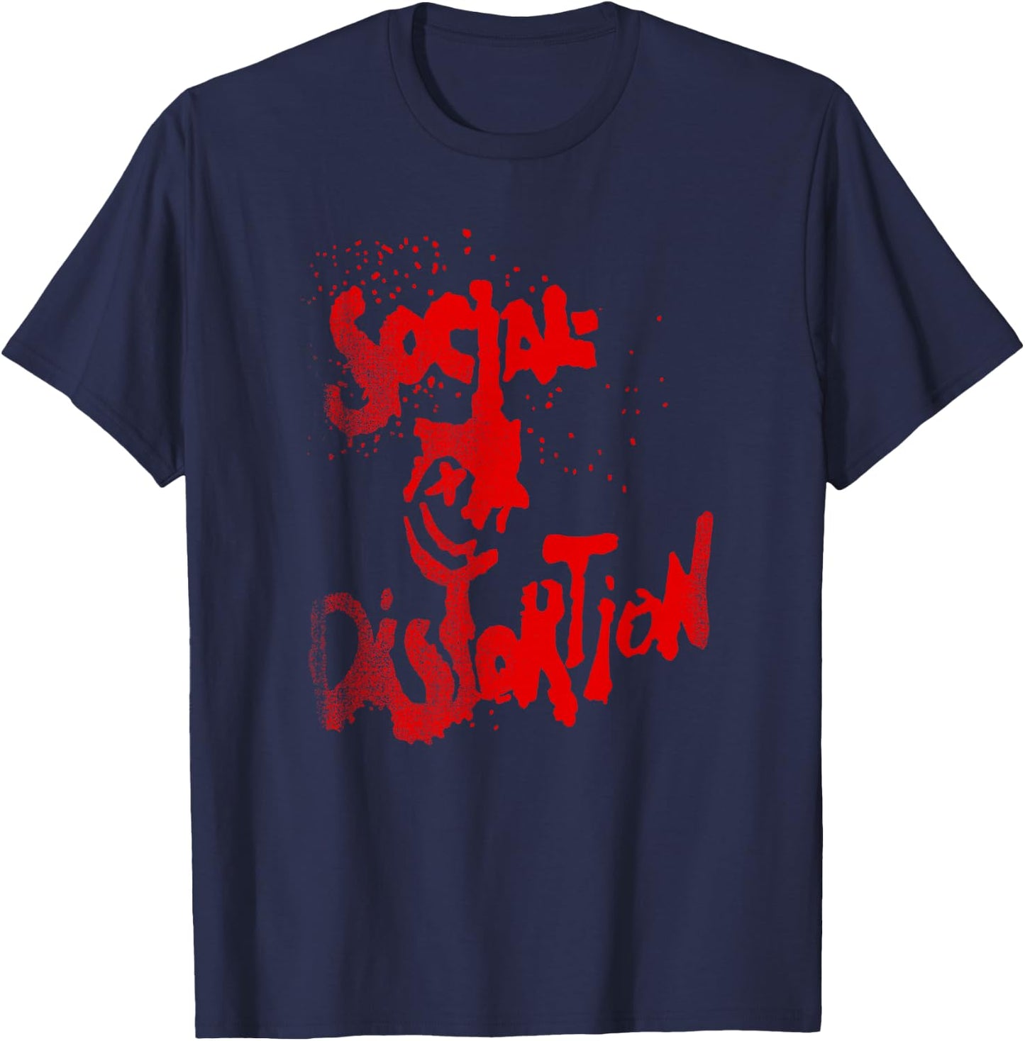 Official Social Distortion Red Splatter Smiley T-Shirt - T-Shirt | Navy