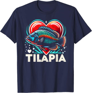 I Love Tilapia - Retro Fish Design T-Shirt - T-Shirt | Navy