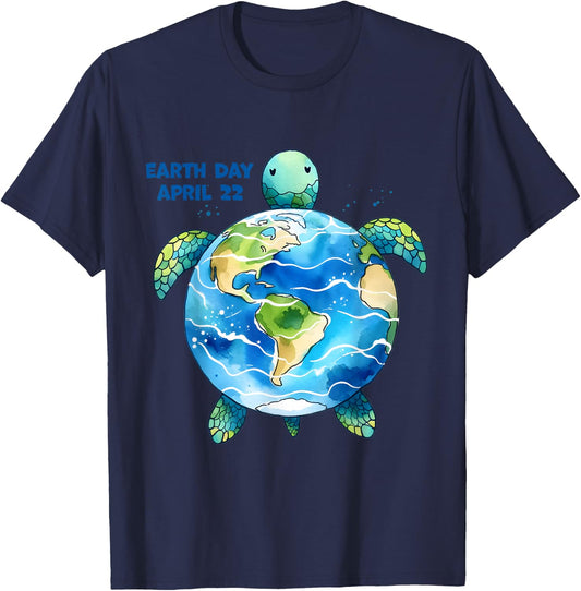 Earth Day April 22 Turtle - Celebrate Earth Day - Colorful T-Shirt - T-Shirt | Navy