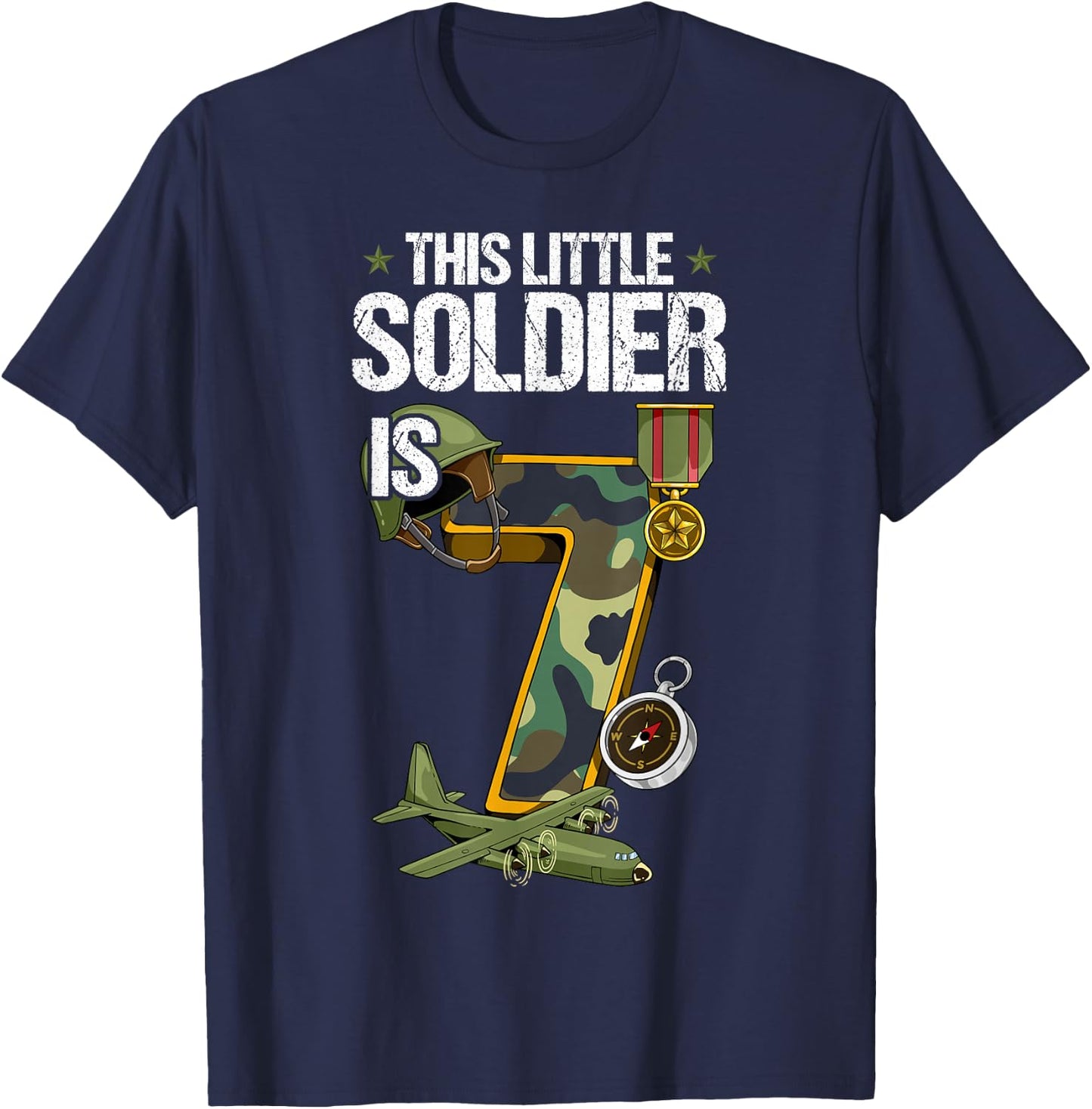 7th Birthday Army T-Shirt - T-Shirt | Navy