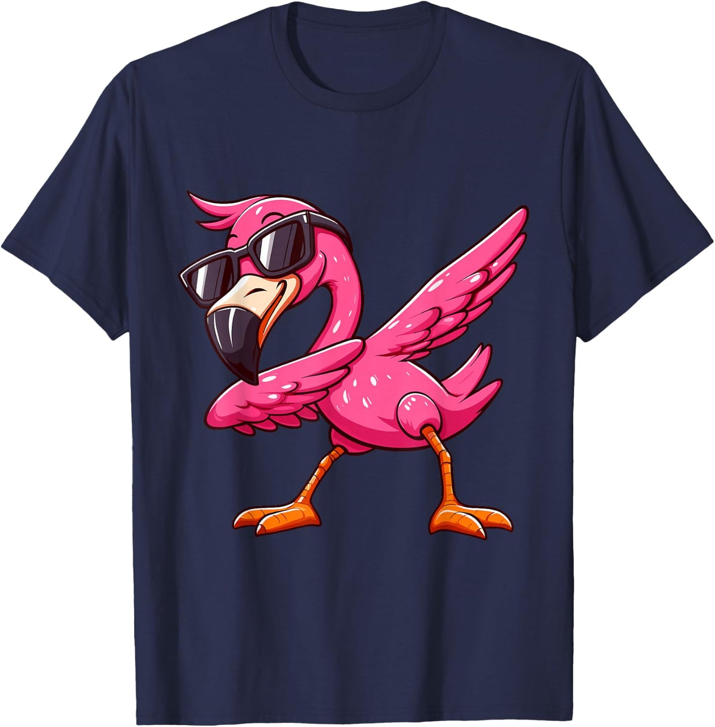 Dabbing Pink Flamingo Tropical Animal Lover Men Women Kids T-Shirt - T-Shirt | Navy