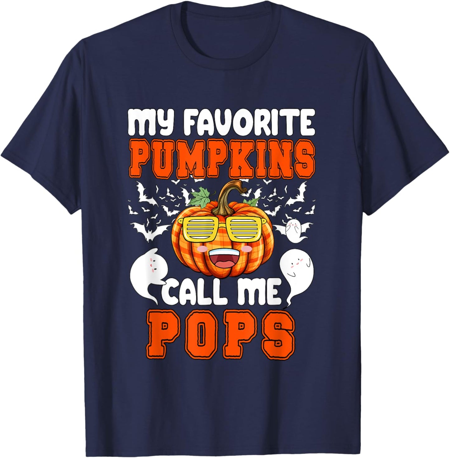 My Favorite Pumpkin Call Me Pops Halloween Family Lover T-Shirt - T-Shirt | Navy