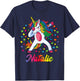 Natalie Dabbing Unicorn Rainbow Personalized Name Custom T-Shirt - T-Shirt | Navy