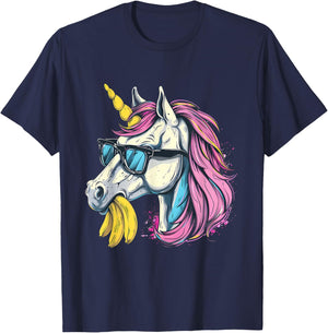 Banana Unicorn Portrait Artwork Banana Lover Bananas Fruit T-Shirt - T-Shirt | Navy