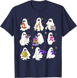 Halloween Math Teacher, Ghost Math Teacher, Back To School T-Shirt - T-Shirt | Navy
