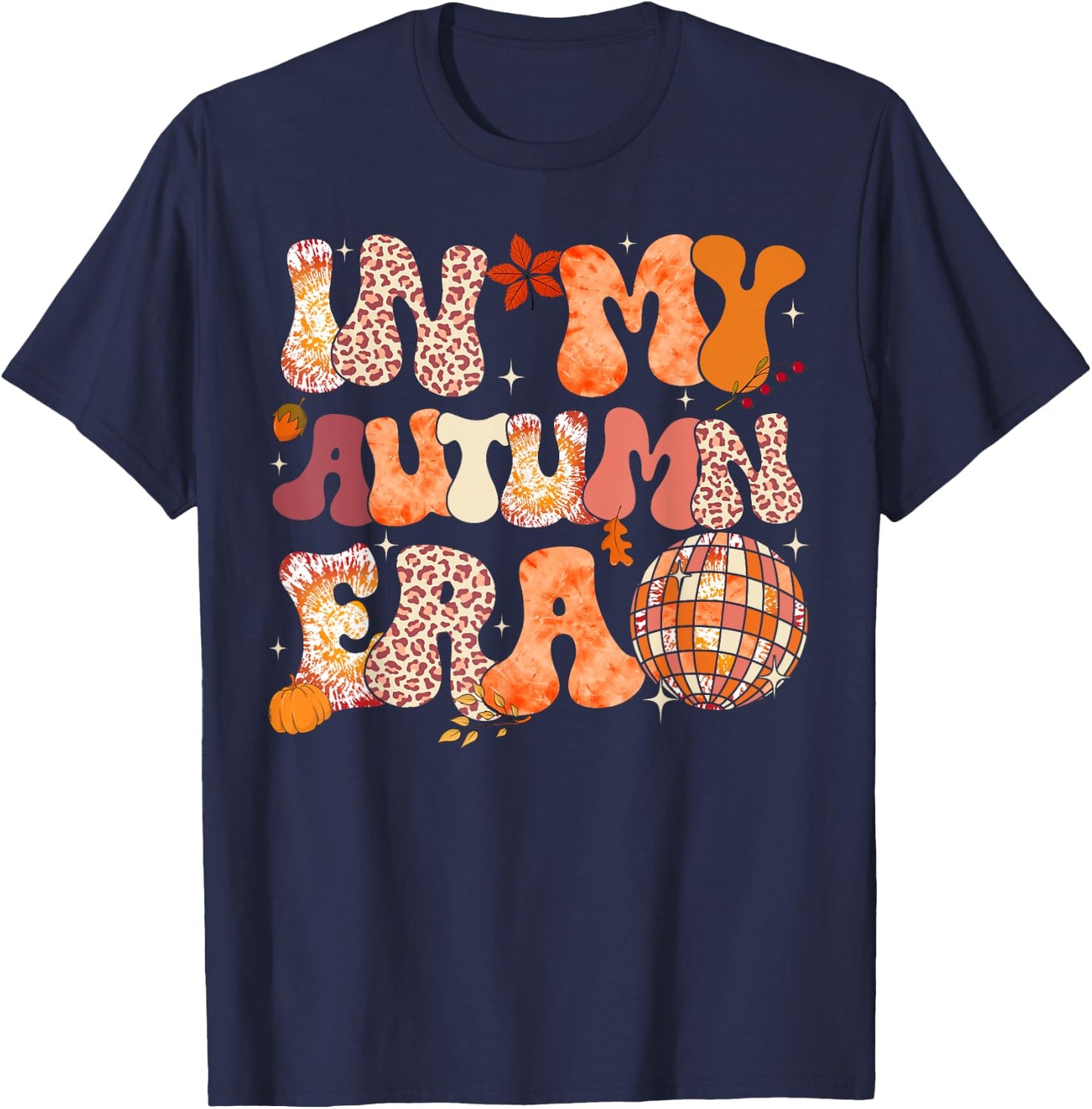 In My Autumn Era Leopard Tie Dye Thanksgiving Autumn Fall T-Shirt - T-Shirt | Navy