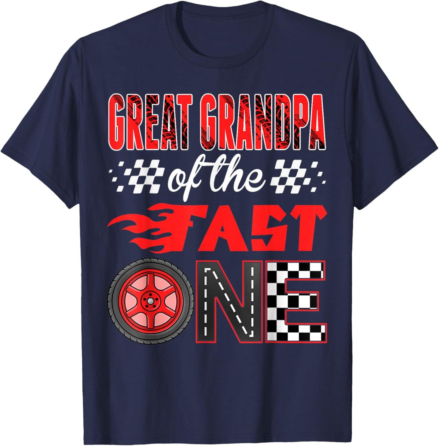 Great Grandpa of The Fast One Birthday 1st Race Car Family T-Shirt - T-Shirt | Navy