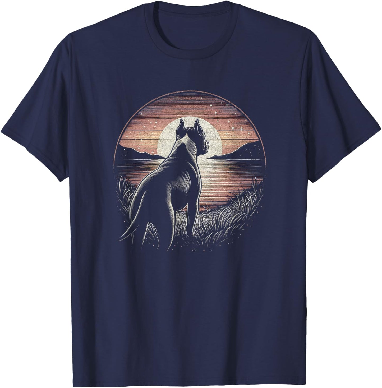 Vintage American Staffordshire Terrier Dog Art Design T-Shirt - T-Shirt | Navy