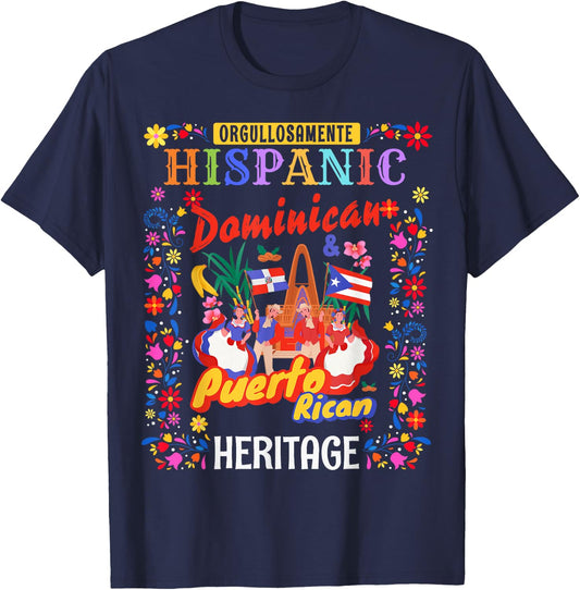 Puerto Rican & Dominican Flag Outfit Idea Women Dominican T-Shirt - T-Shirt | Navy