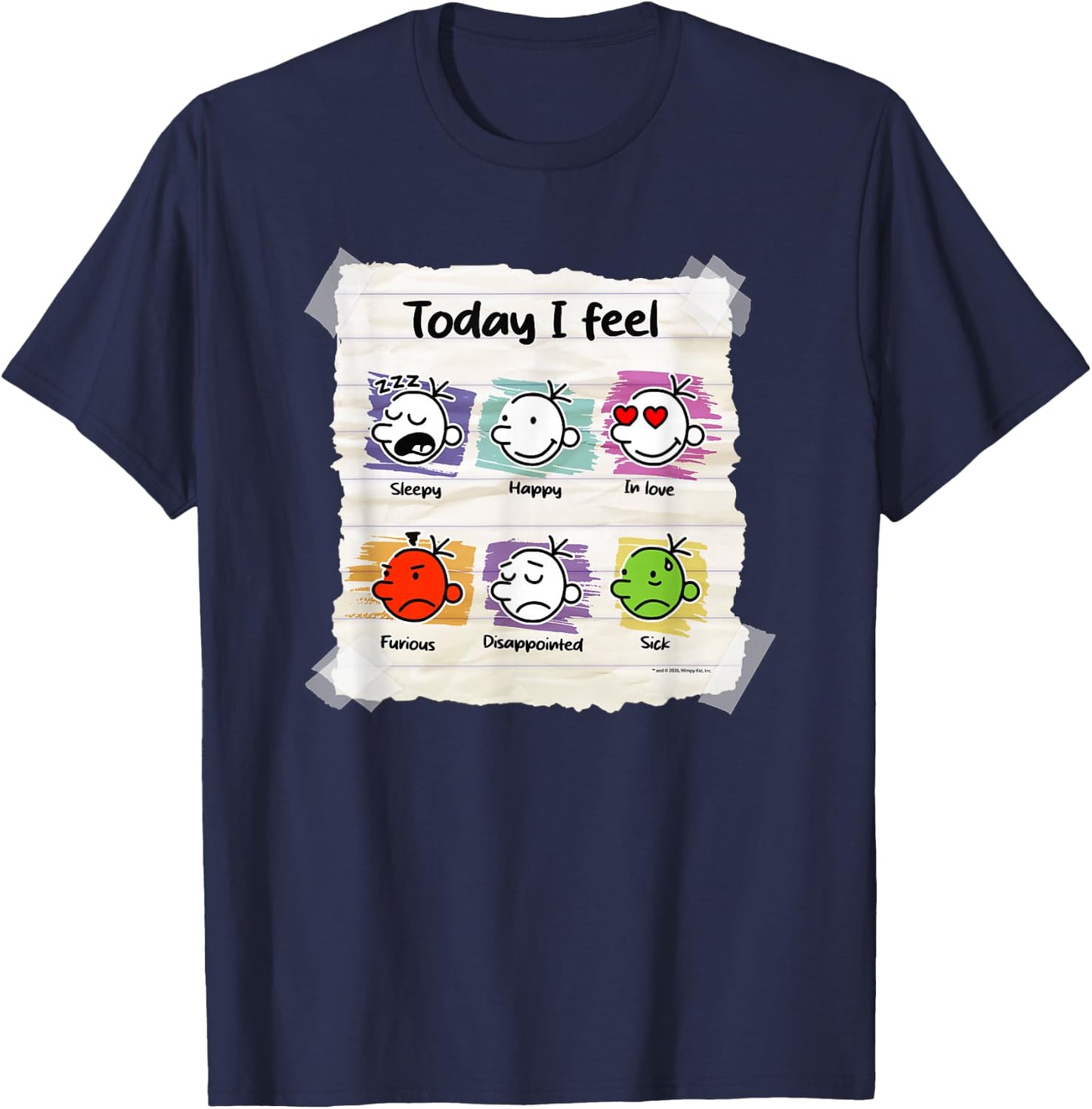 Diary of a Wimpy Kid Today I Feel Mood Chart T-Shirt - T-Shirt | Navy