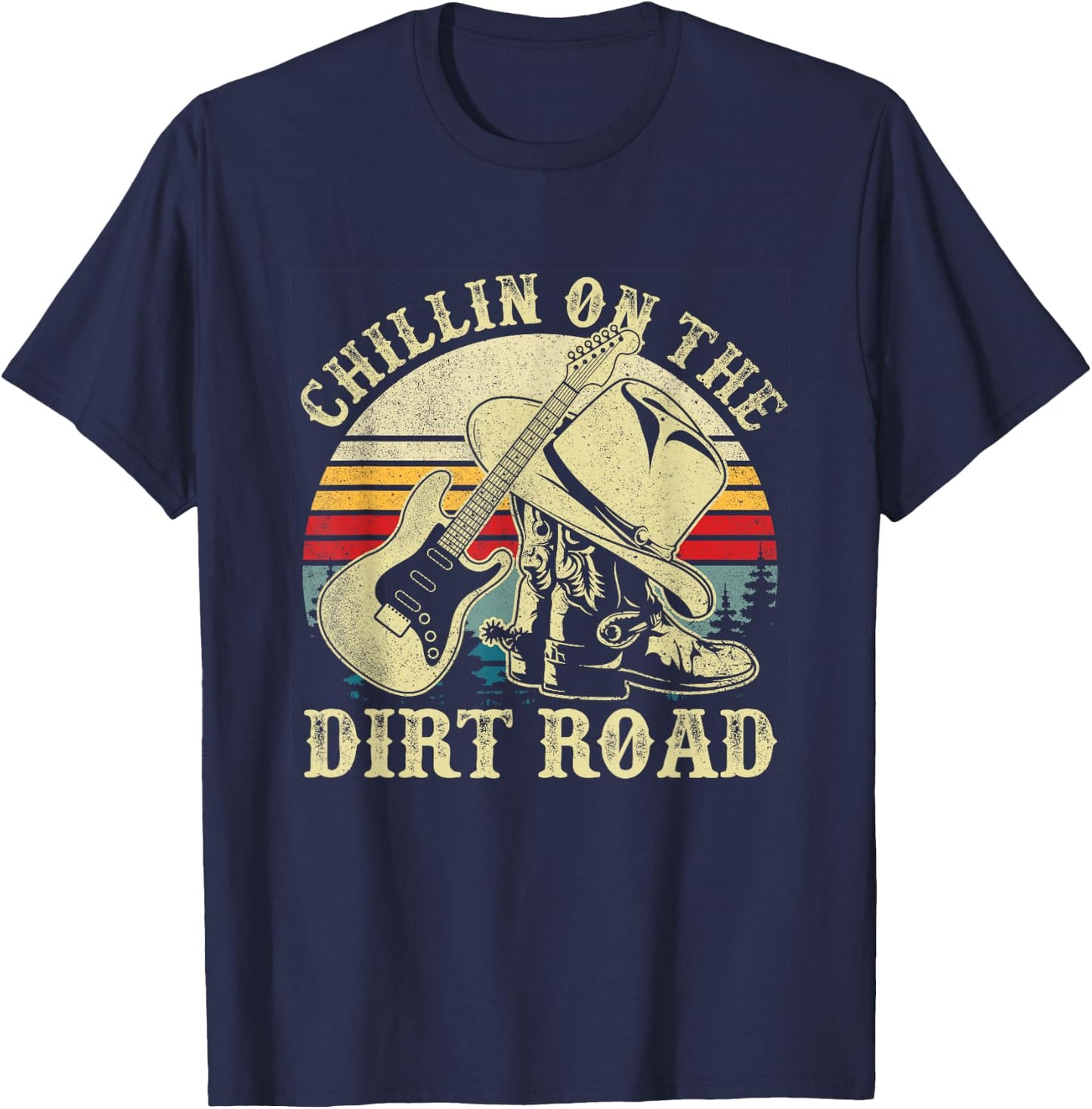 Chillin On The Dirt Road Western Life Rodeo Country Music T-Shirt - T-Shirt | Navy
