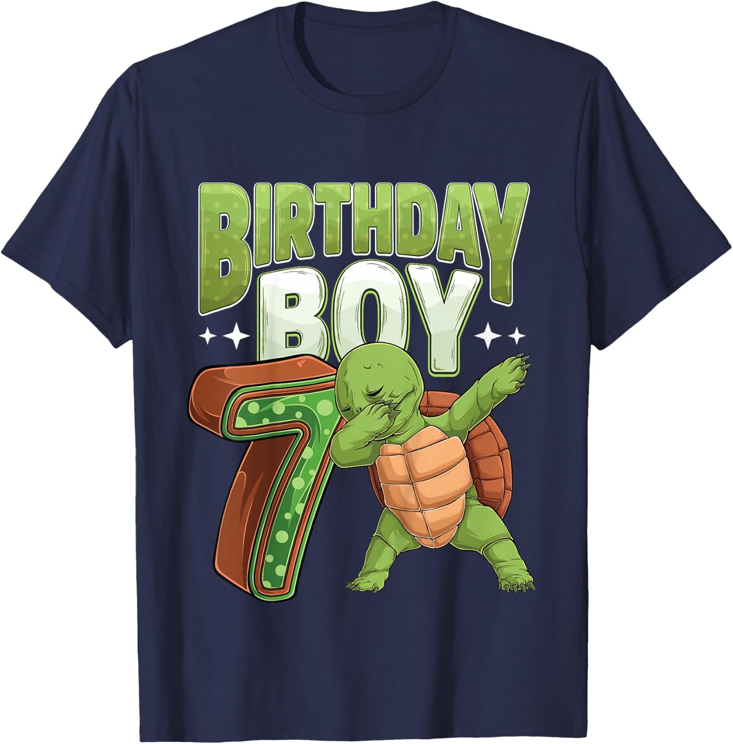 Kids 7 year old Turtle animal lovers 7th Birthday Boy T-Shirt - T-Shirt | Navy