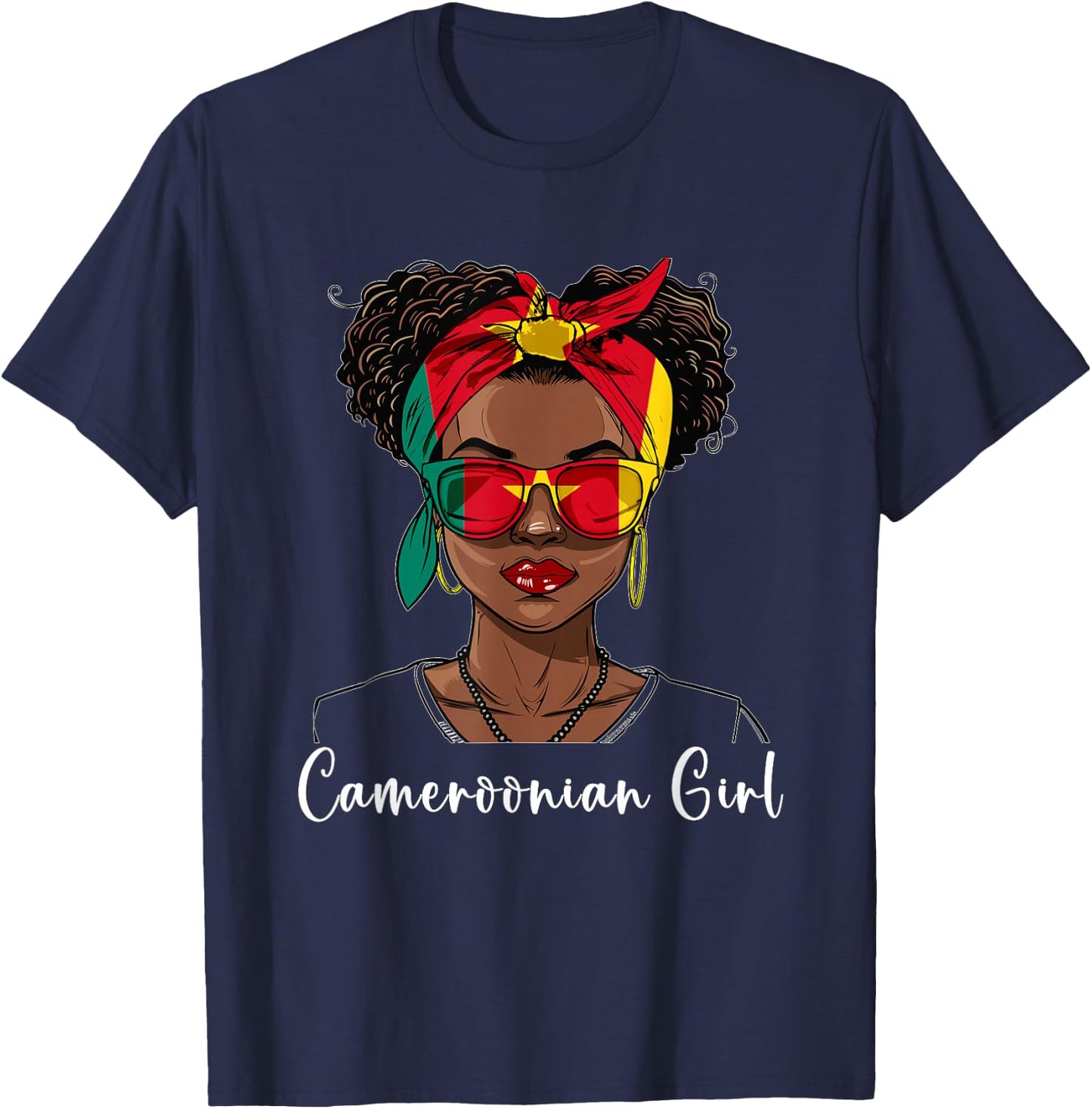 Cameroon Flag Outfit for Woman Girl Souvenirs Cameroonian T-Shirt - T-Shirt | Navy