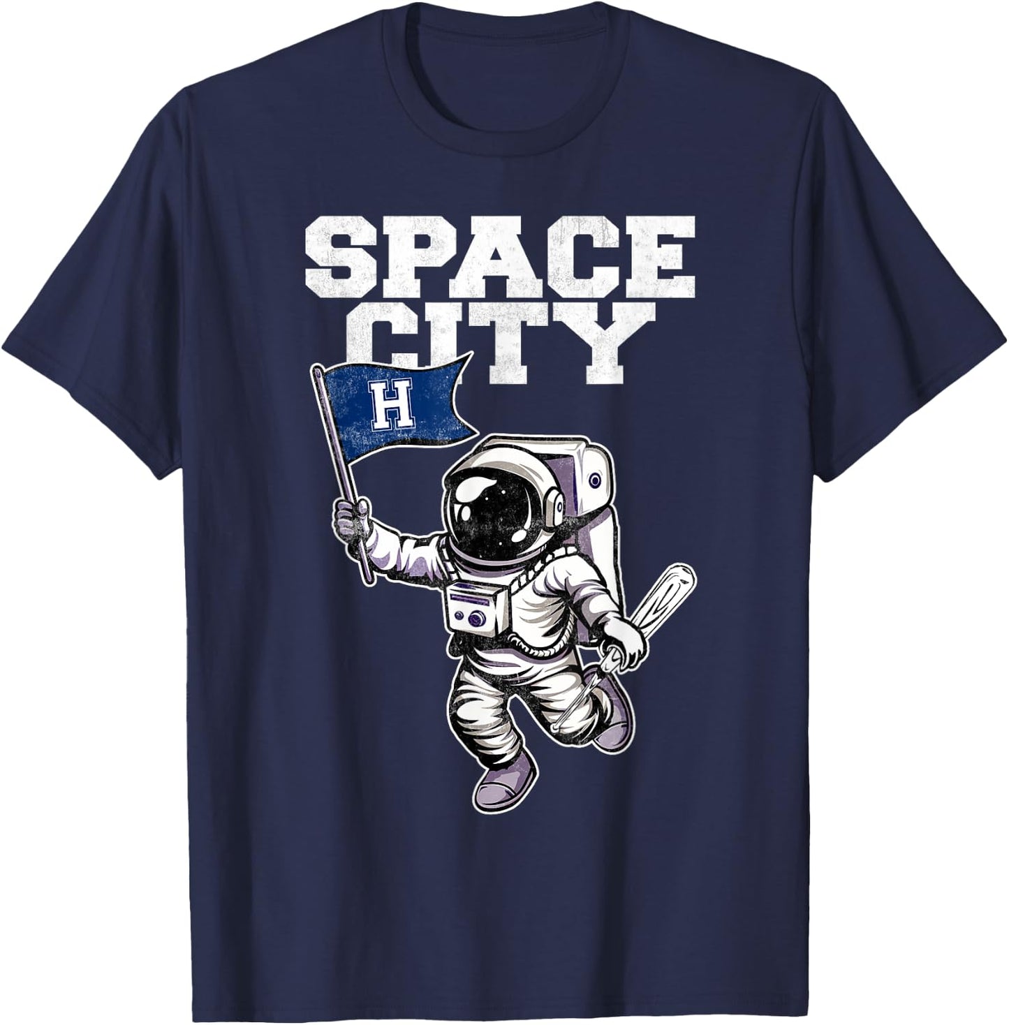 Vintage Houston Name Space City Classic Arts Astronauts T-Shirt - T-Shirt | Navy