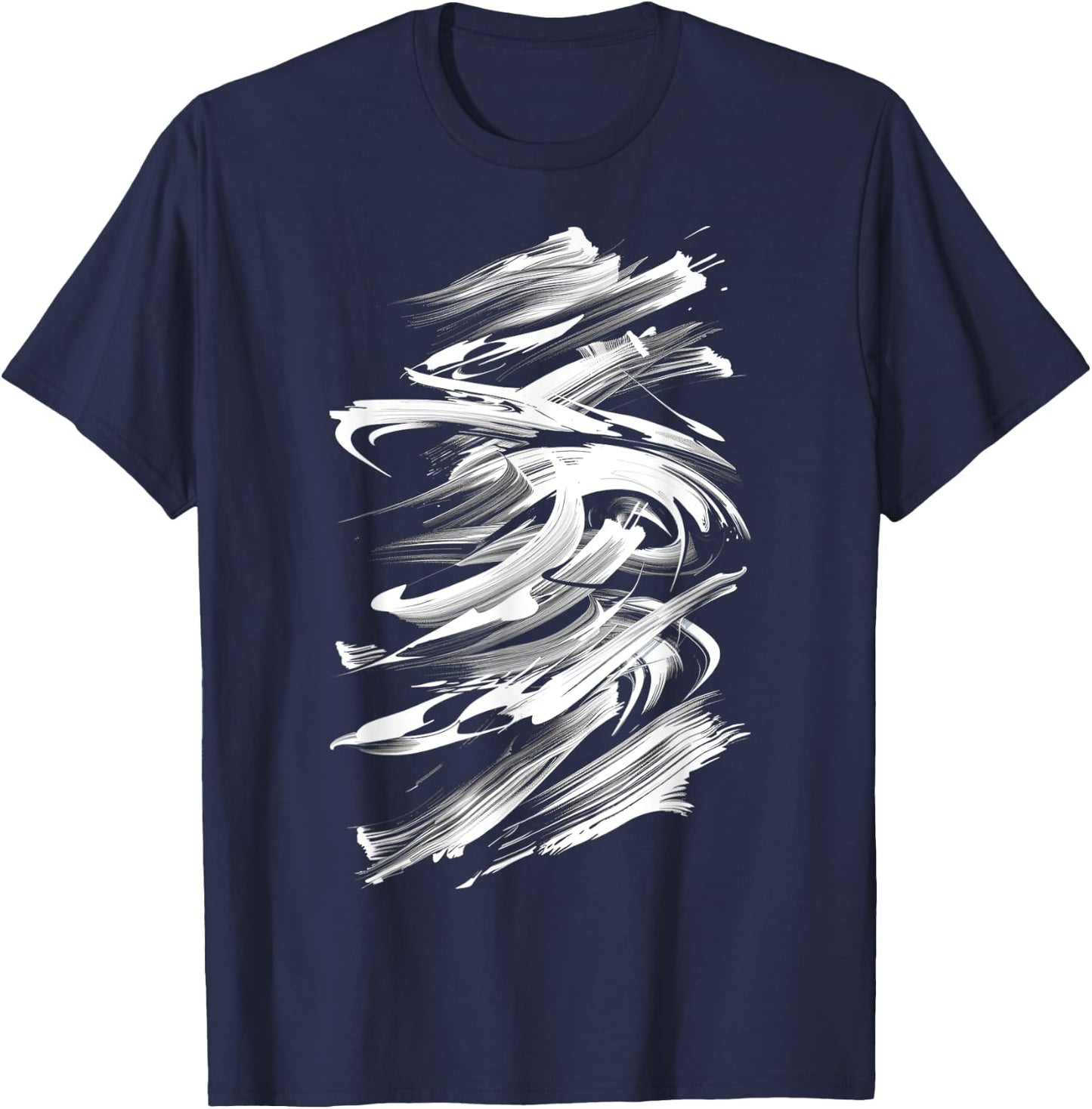 Black And White Brushstrokes Graphic T-Shirt - T-Shirt | Navy
