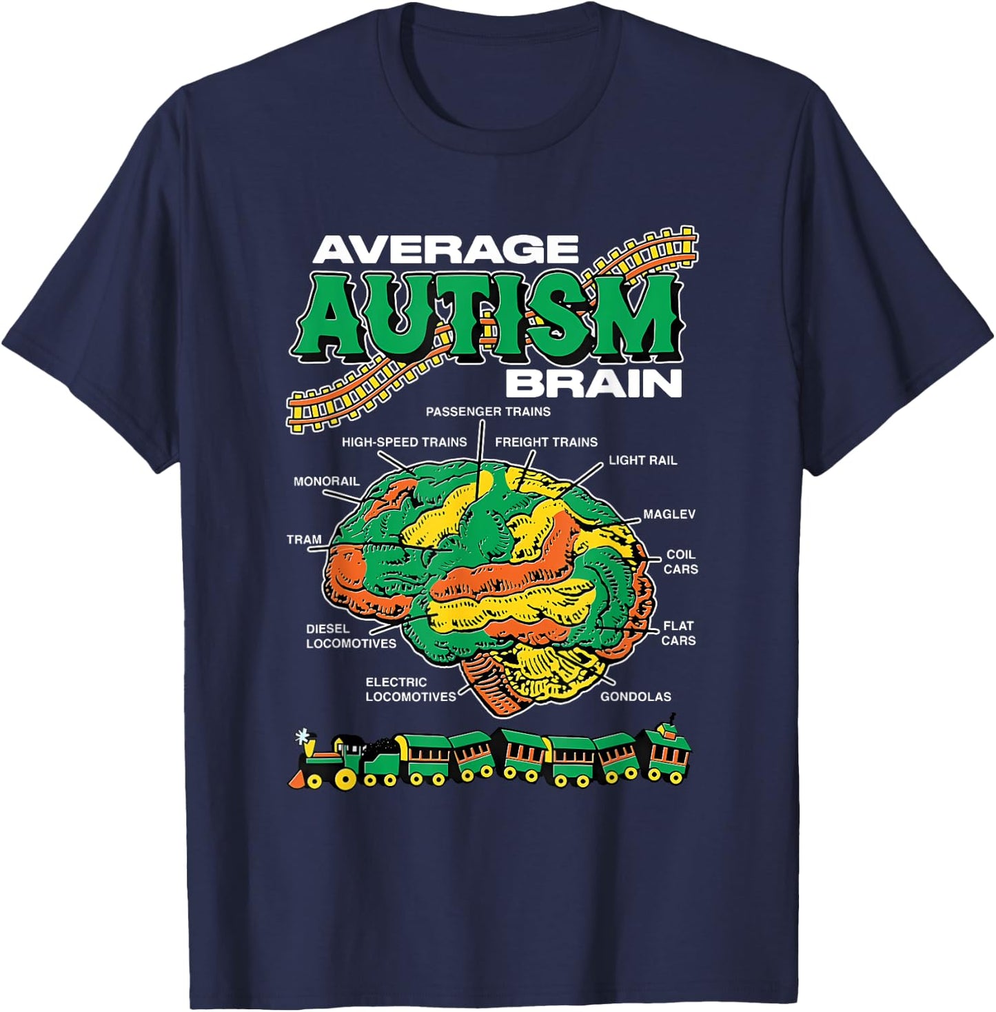 Average Autism Brain Design T-Shirt - T-Shirt | Navy