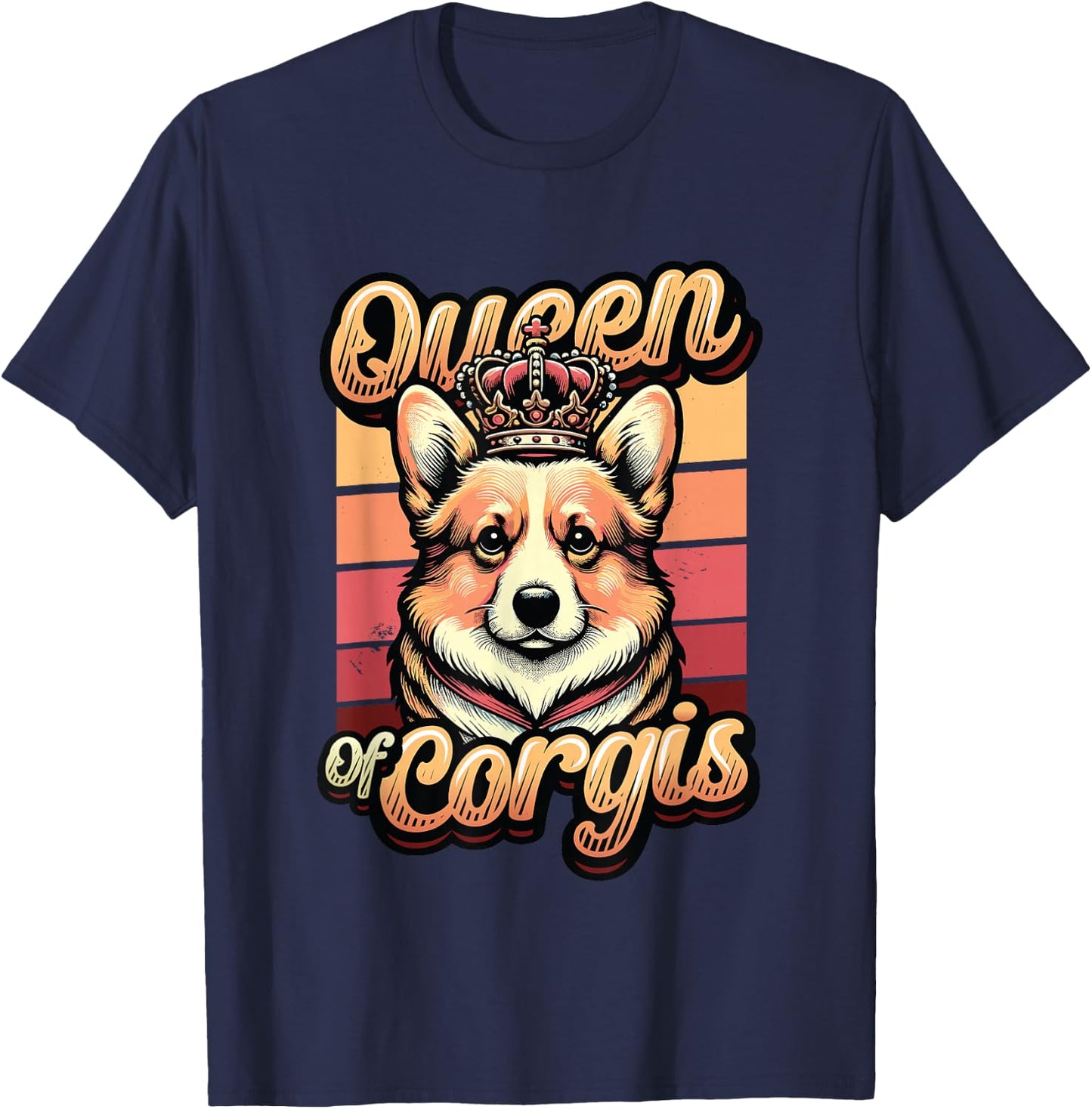 Corgi Girls Queen Of Corgis T-Shirt - T-Shirt | Navy