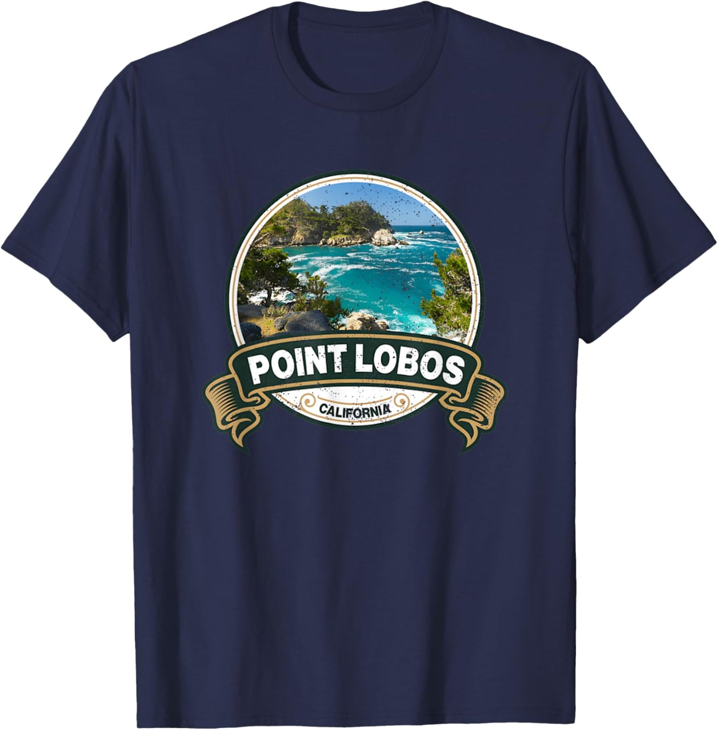 Vintage Nature Point Lobos California Travel Badge T-Shirt - T-Shirt | Navy