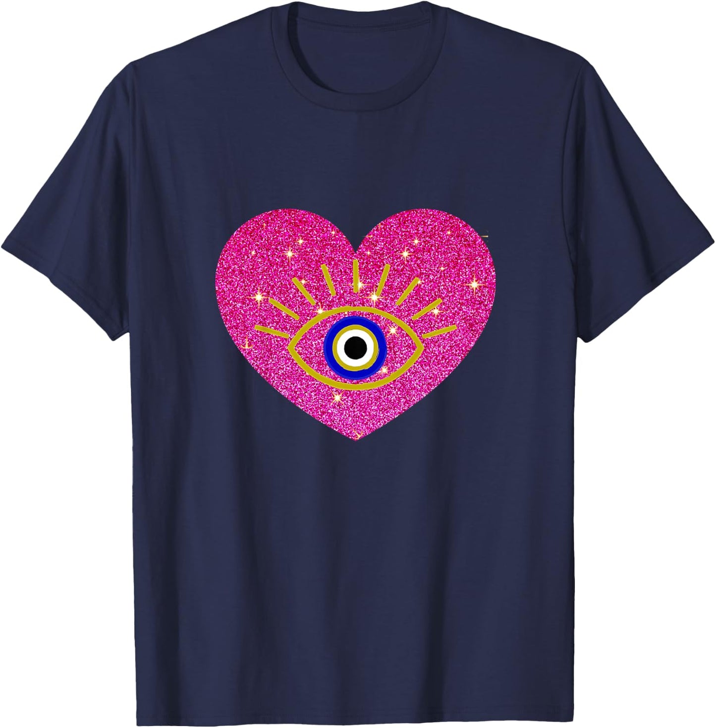 Pink Heart Cute Evil Eye Protection Toddler's and Children T-Shirt - T-Shirt | Navy