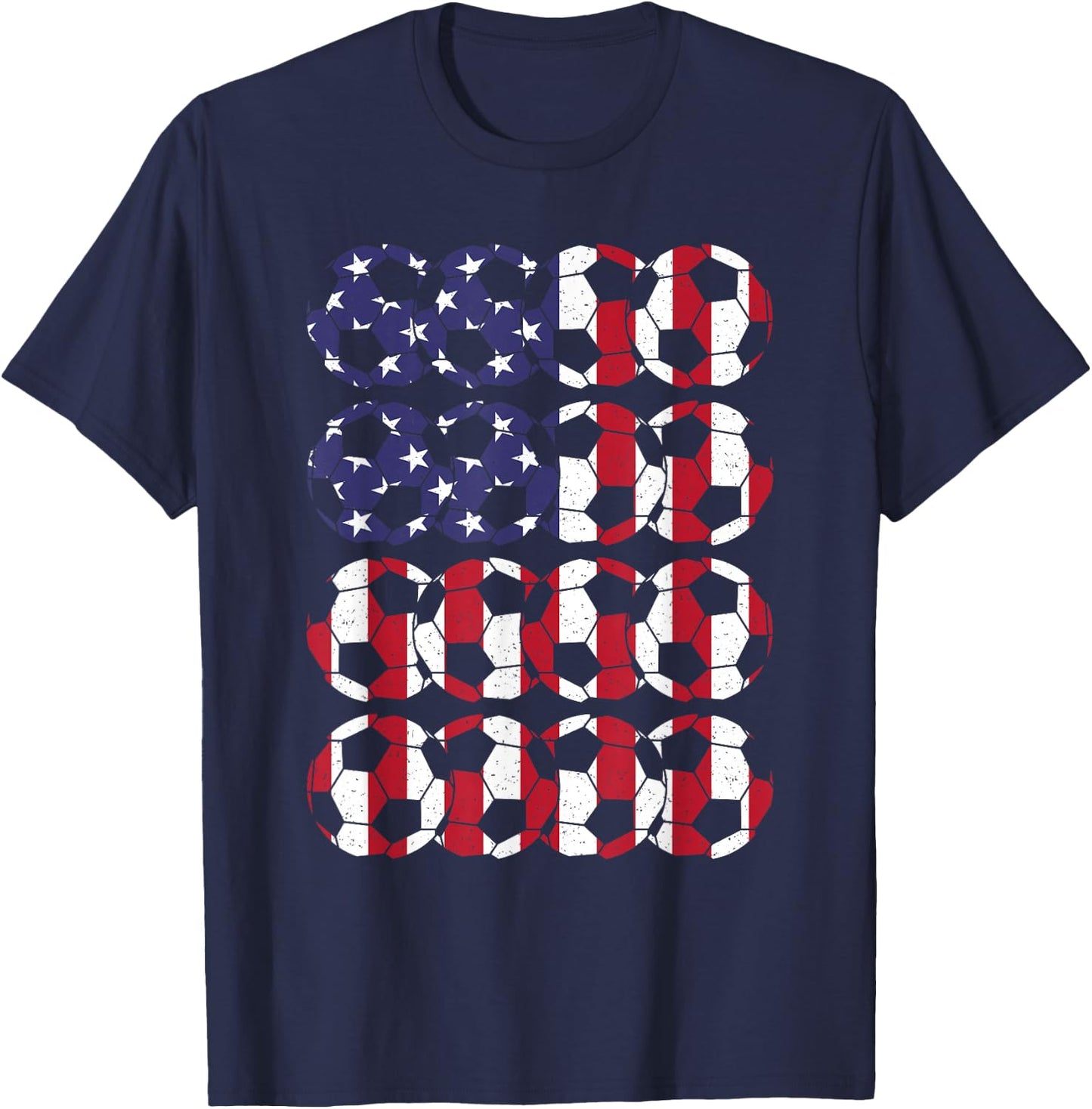 American Flag Soccer Ball Soccer Player Men Women Kids T-Shirt - T-Shirt | Navy