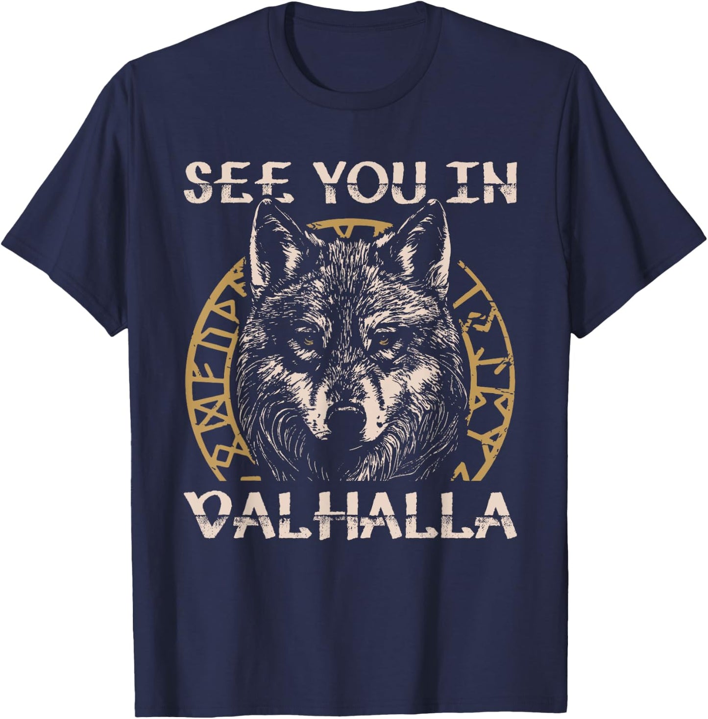 See You in Valhalla Viking Warrior T-Shirt - T-Shirt | Navy