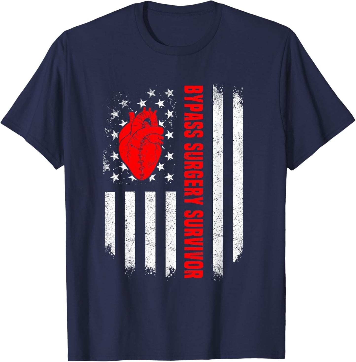 American Flag Bypass Surgery Survivor CABG Recovery USA Women Men T-Shirt - T-Shirt | Navy