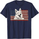 Patriotic White Swiss Shepherd American Flag USA 4th of July T-Shirt - T-Shirt | Navy